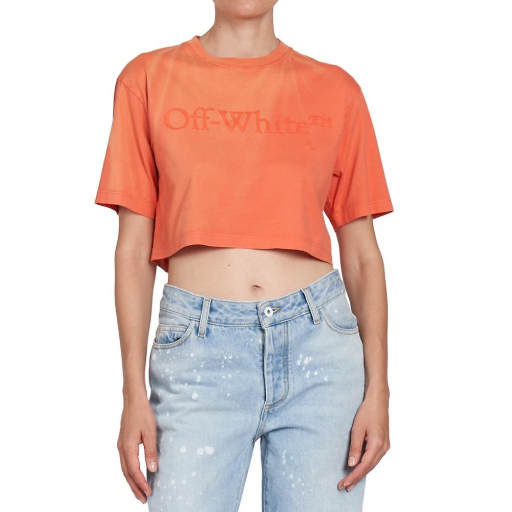 NWT Off-White Laundry Crop T-Shirt Coral Red Size Small $515